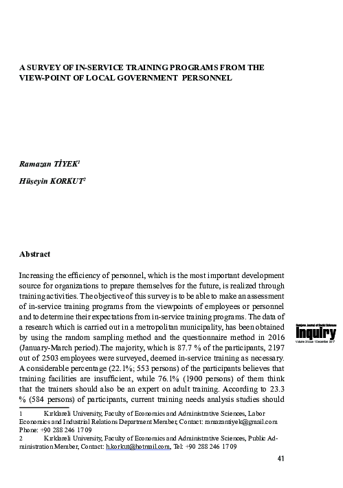 (PDF) A Survey of In-Service Training Programs from the View-Point of ...
