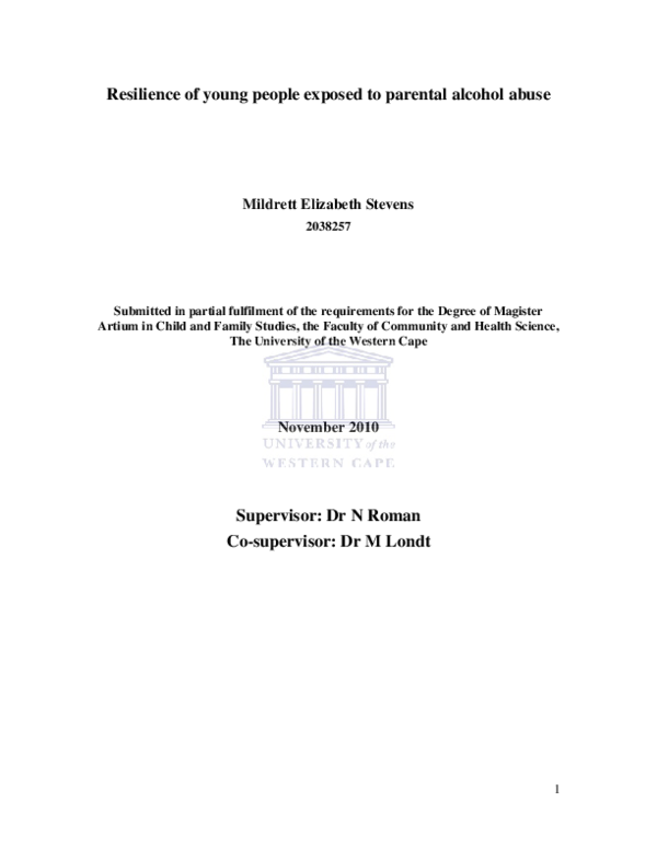 (PDF) Resilience of young people exposed to parental alcohol abuse