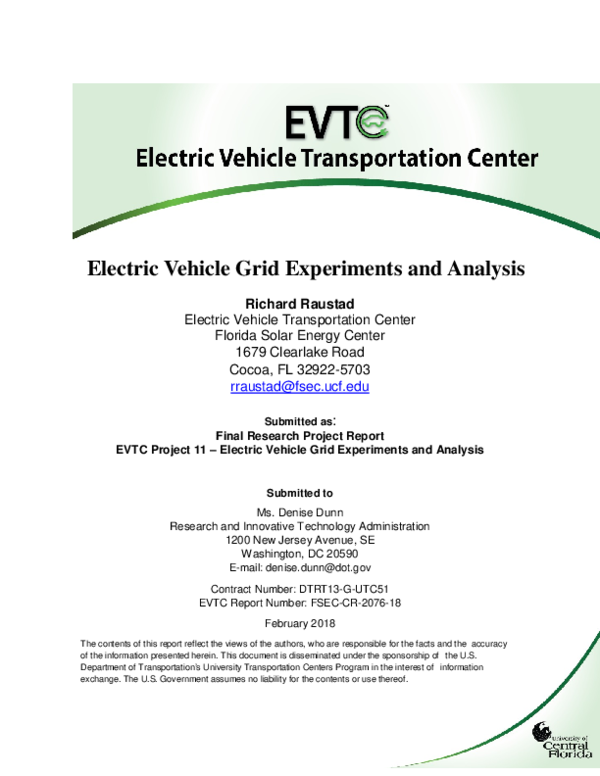 (PDF) Electric Vehicle Grid Experiments and Analysis Richard Raustad