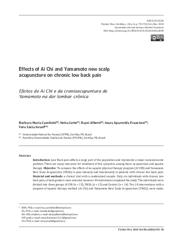 (PDF) Effects of Ai Chi and Yamamoto new scalp acupuncture on chronic ...