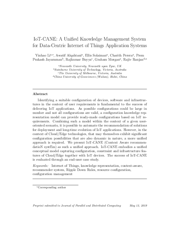 (PDF) IoT-CANE: A unified knowledge management system for data-centric ...