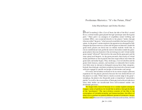 (PDF) Posthuman Rhetorics: 