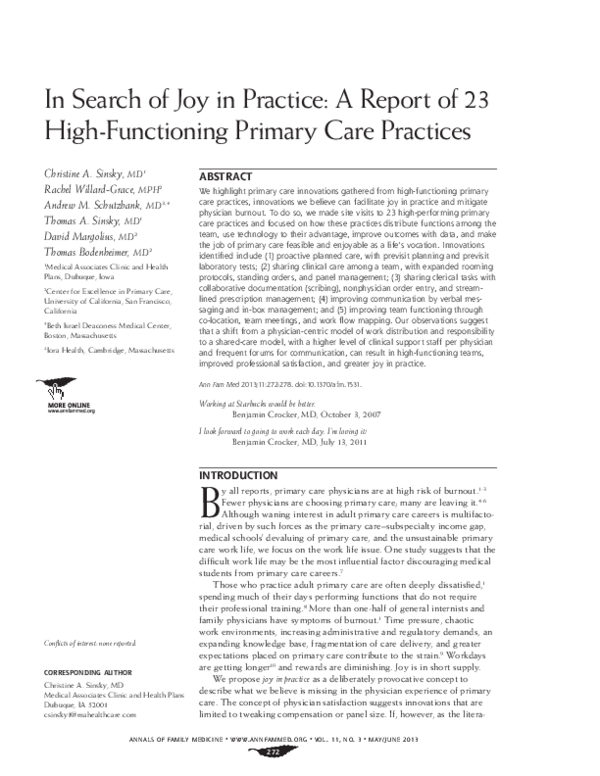 (PDF) In Search of Joy in Practice: A Report of 23 High-Functioning ...