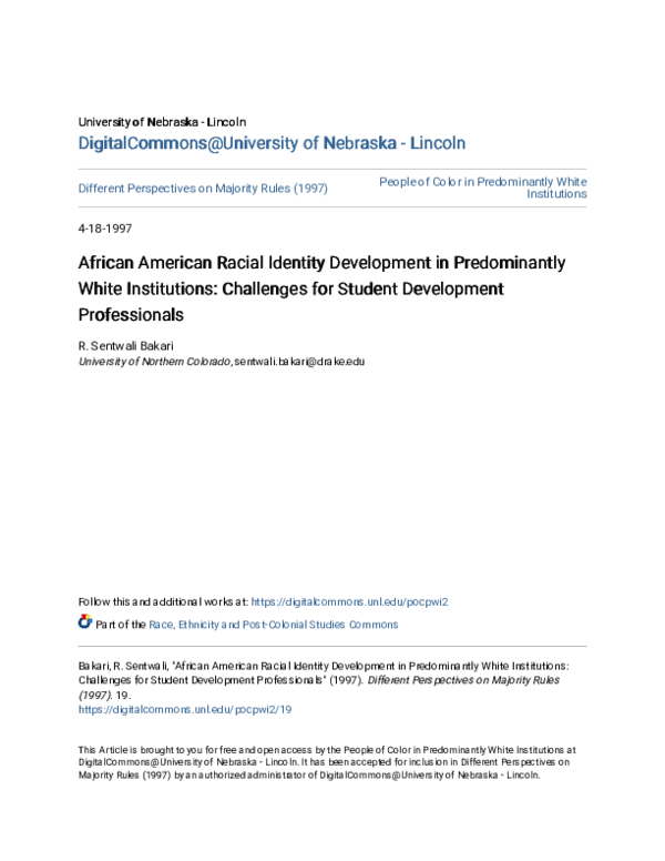 (PDF) African American Racial Identity Development in Predominantly ...