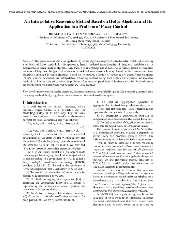 (PDF) An interpolative reasoning method based on Hedge Algebras and its ...