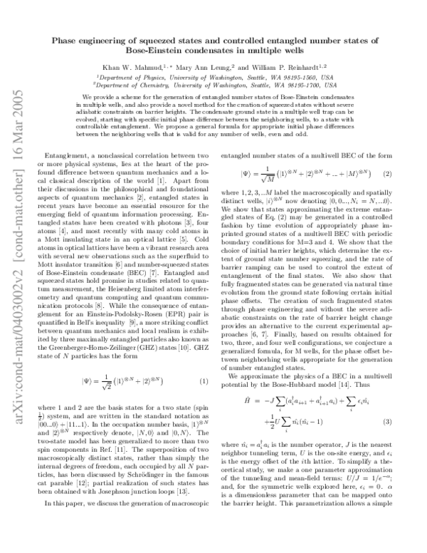 (PDF) Phase engineering of squeezed states and controlled entangled ...