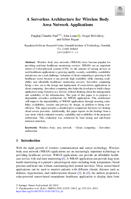 (PDF) A Serverless Architecture for Wireless Body Area Network Applications