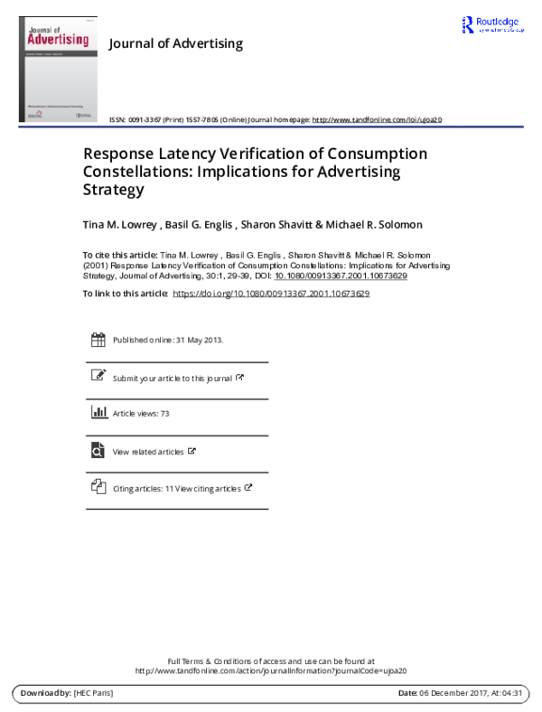 (PDF) Response latency verification of consumption constellations ...