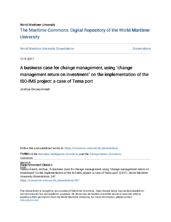 (PDF) A business case for change management, using 