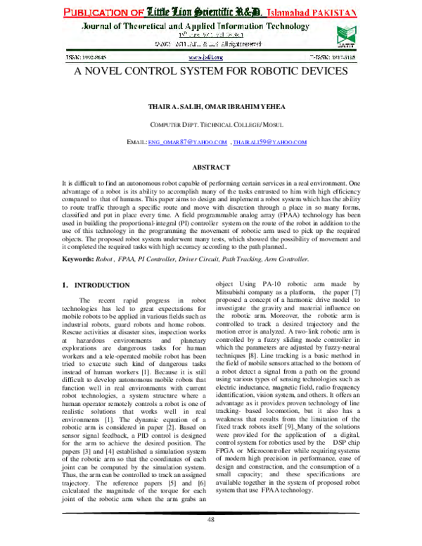 (PDF) A Novel Control System for Robotic Devices