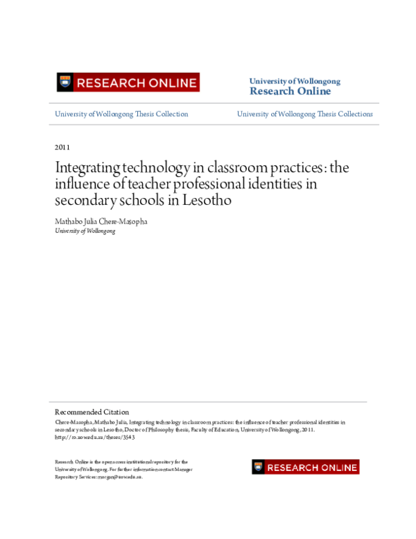 (PDF) Integrating technology in classroom practices: the influence of ...