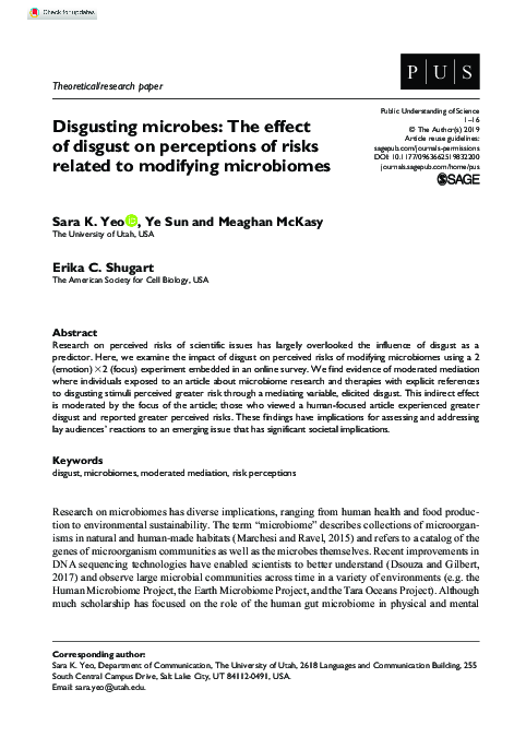 (PDF) Disgusting microbes: The effect of disgust on perceptions of ...