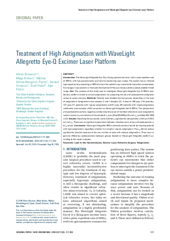 (PDF) Treatment of High Astigmatism with WaveLight Allegretto Eye-Q ...