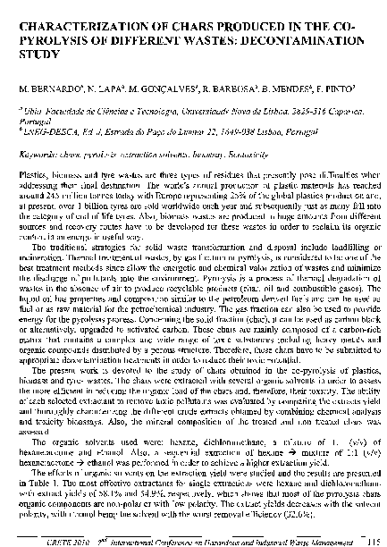 (PDF) Characterization of Chars Produced in the Co-pyrolysis of ...