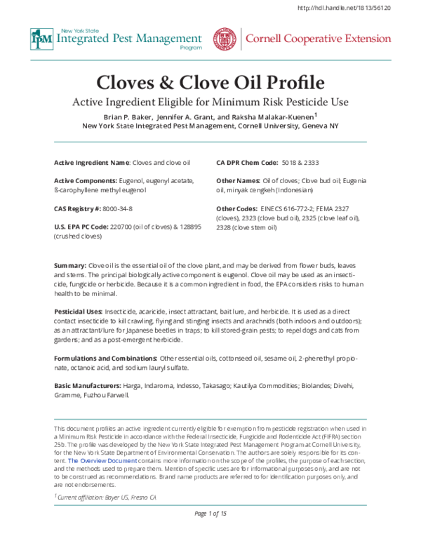 (PDF) Cloves & Clove Oil Profile