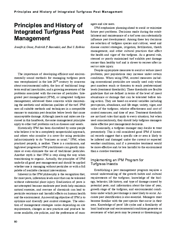 (PDF) Principles and History of Turfgrass Pest Management