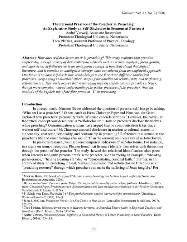 (PDF) The Personal Presence of the Preacher in Preaching: An ...