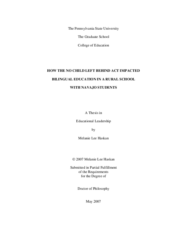 (PDF) How the No Child Left Behind Act impacted bilingual education in ...