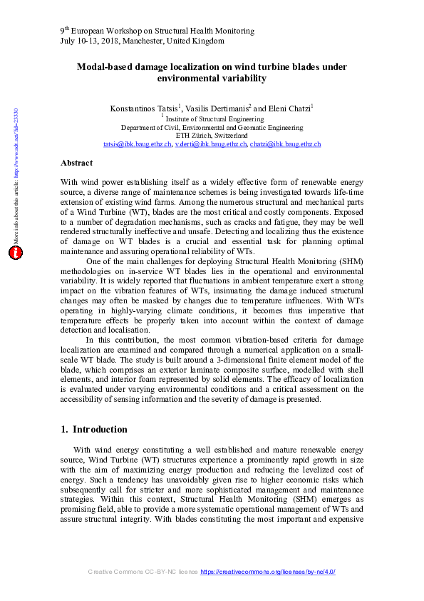 (PDF) Modal-based damage detection on wind turbine blades under varying ...