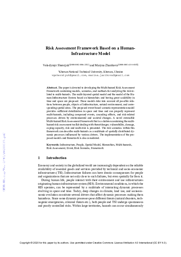 (PDF) Risk Assessment Framework Based on a Human-Infrastructure Model