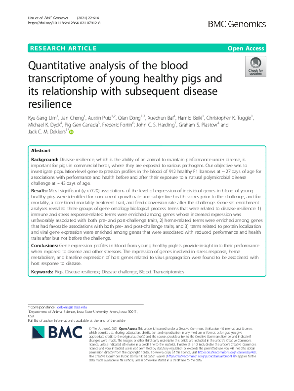 (PDF) Quantitative analysis of the blood transcriptome of young healthy ...