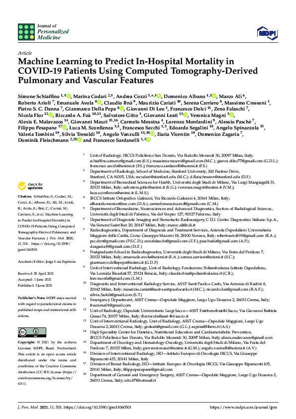 (PDF) Machine Learning to Predict In-Hospital Mortality in COVID-19 ...