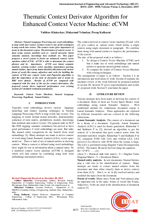 (PDF) Thematic Context Derivator Algorithm for Enhanced Context Vector ...