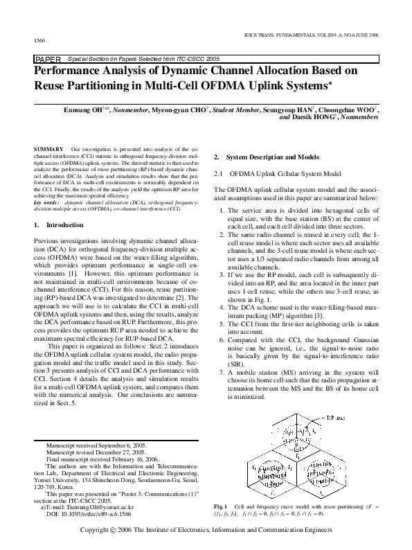 (PDF) Performance Analysis of Dynamic Channel Allocation Based on Reuse ...