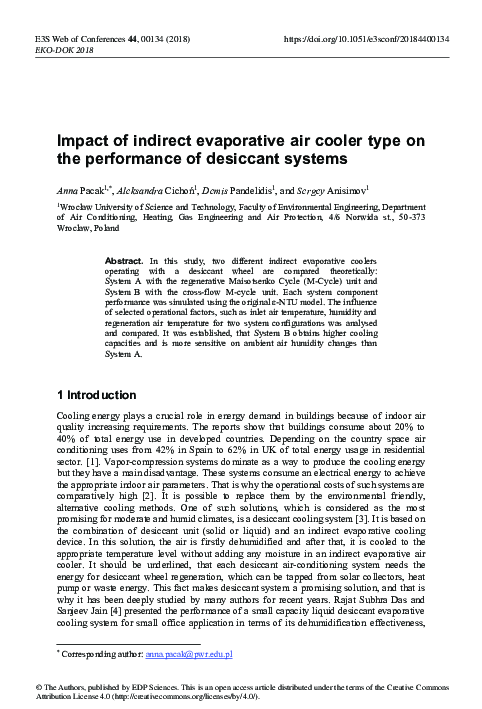 (PDF) Impact of indirect evaporative air cooler type on the performance ...