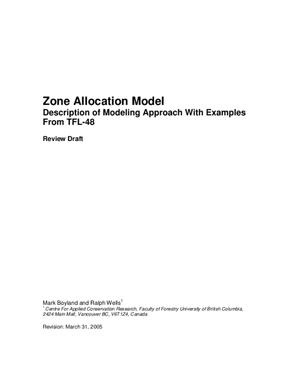 (PDF) Zone Allocation Model Description of Modeling Approach With ...