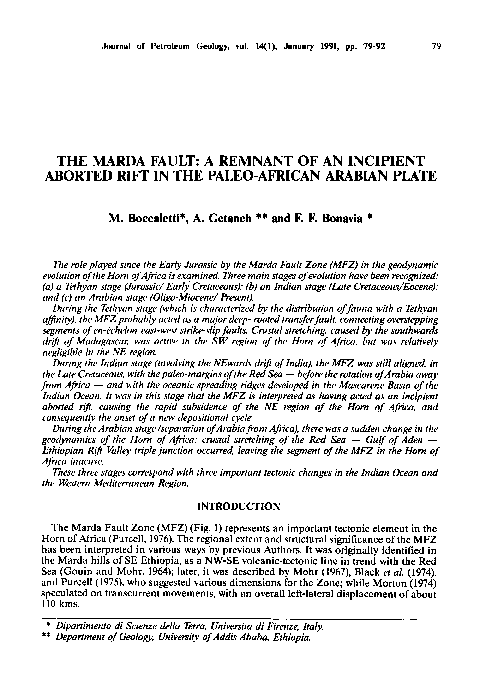 (PDF) The Marda Fault: A Remnant of an Incipient Aborted Rift in the ...