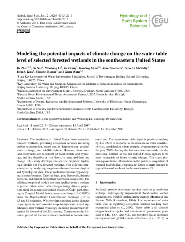 (PDF) Modeling Potential Impacts of Climate Change on the Spatial ...