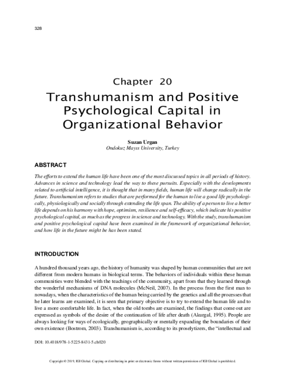 (PDF) Transhumanism and Positive Psychological Capital in ...