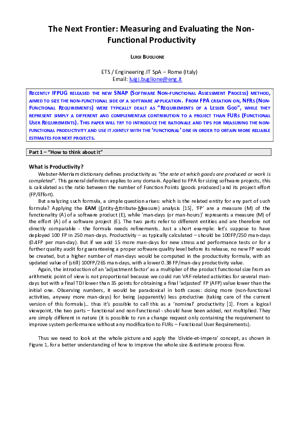(PDF) The Next Frontier: Measuring and Evaluating the Non-Functional ...