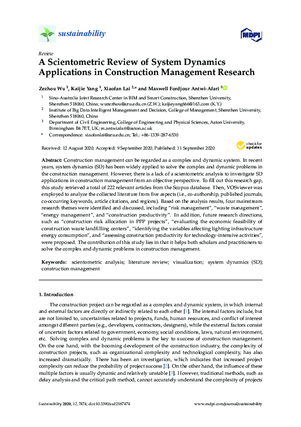 (PDF) A Scientometric Review of System Dynamics Applications in ...