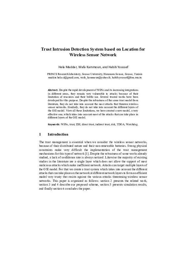 (PDF) Trust Intrusion Detection System Based on Location for Wireless ...