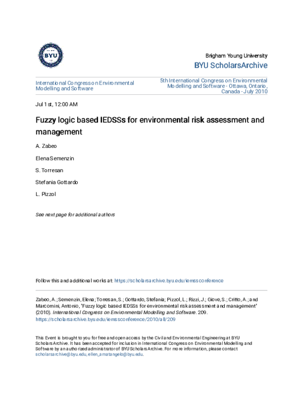 (PDF) Fuzzy logic based IEDSSs for environmental risk assessment and ...