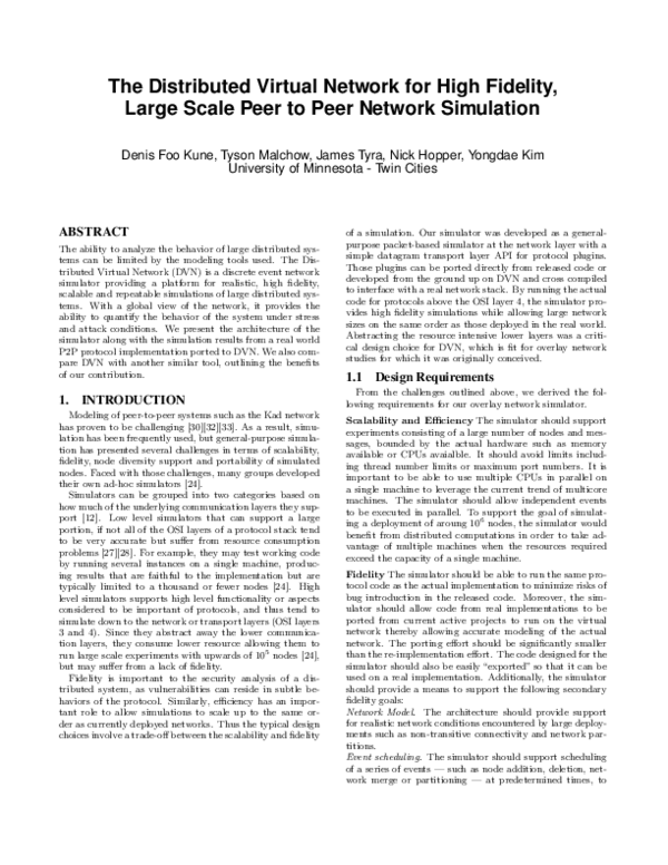 (PDF) The Distributed Virtual Network for High Fidelity , Large Scale ...
