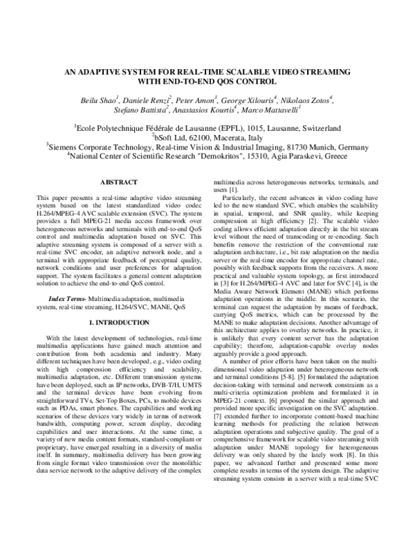 (PDF) An adaptive system for real-time scalable video streaming with ...