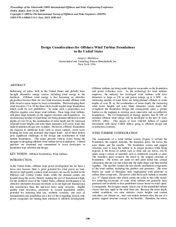 (PDF) Design Considerations For Offshore Wind Turbine Foundations In ...