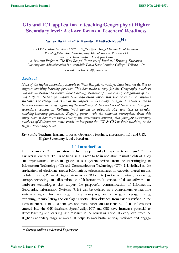 (PDF) GIS and ICT application in teaching Geography at Higher Secondary ...
