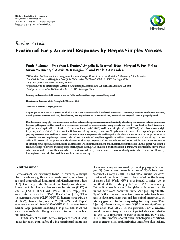 (PDF) Evasion of Early Antiviral Responses by Herpes Simplex Viruses