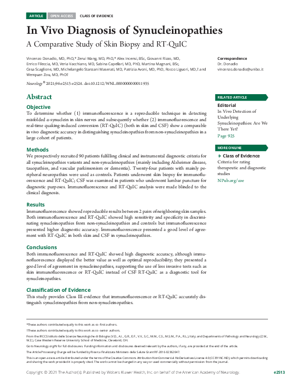 (PDF) In Vivo Diagnosis of Synucleinopathies