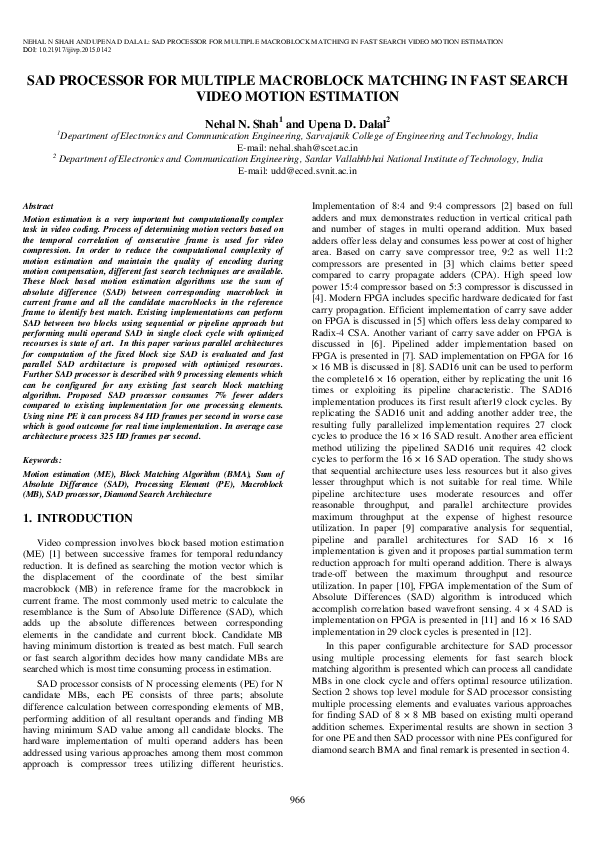 (PDF) Sad Processing Elements Based on Various Approaches of Multi ...