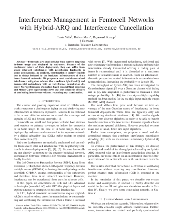 (PDF) Interference management in femtocell networks with hybrid-ARQ and ...