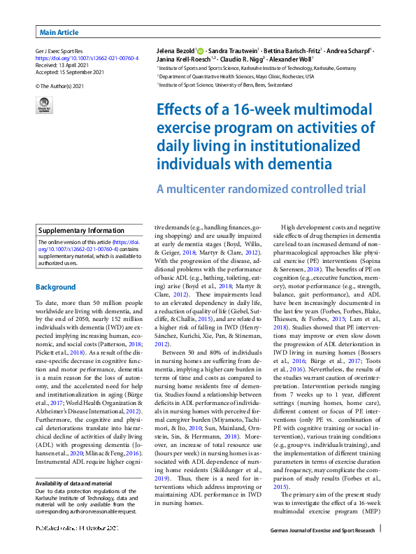(PDF) Effects of a 16-week multimodal exercise program on activities of ...