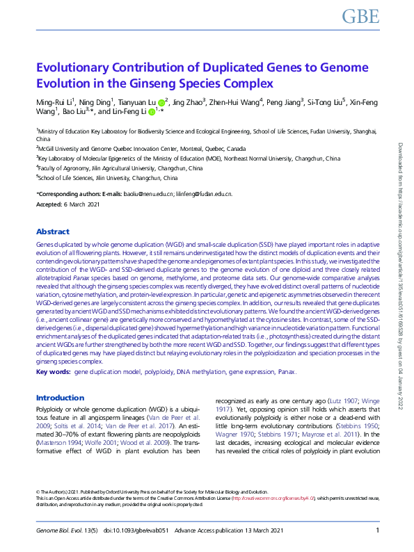 (PDF) Evolutionary Contribution of Duplicated Genes to Genome Evolution ...