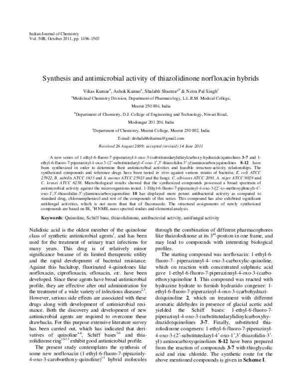 (PDF) Synthesis and Antimicrobial Activity of Thiazolidinone ...
