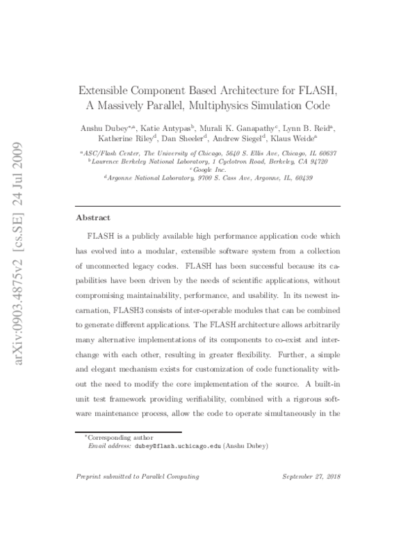 (PDF) Extensible component-based architecture for FLASH, a massively ...
