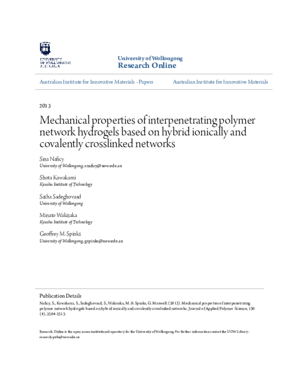 (PDF) Mechanical properties of interpenetrating polymer network ...